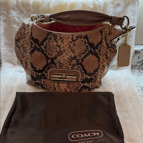 Coach | Bags | Coach Pythontan And Black Snake Print Shoulder Bag ...